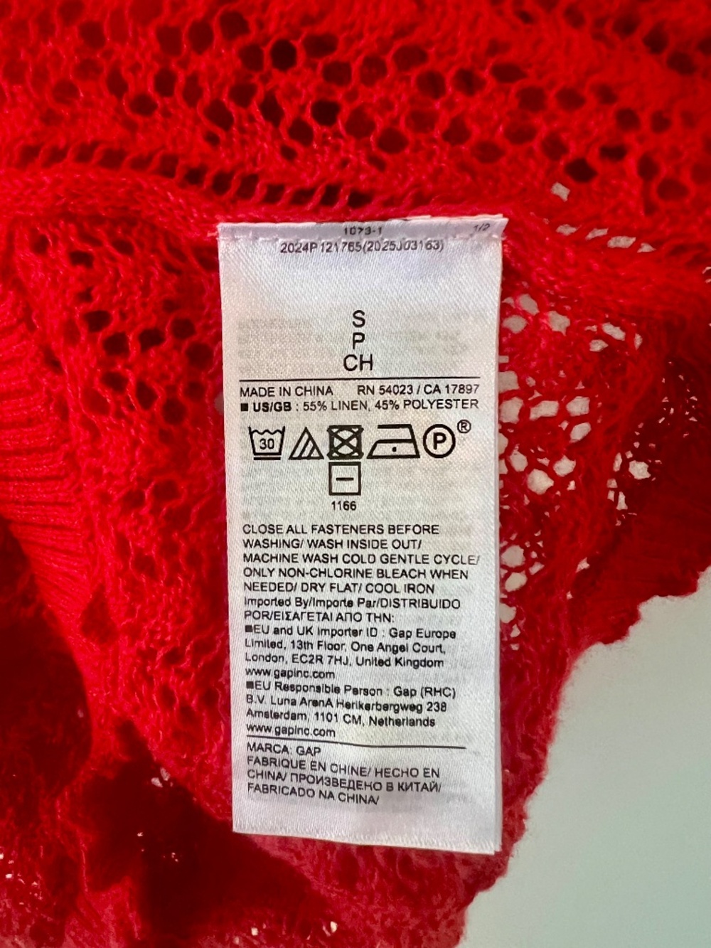 NEW Gap x DOEN Cardigan Linen Blend Short Sleeve Red Size S - Picture 8 of 8